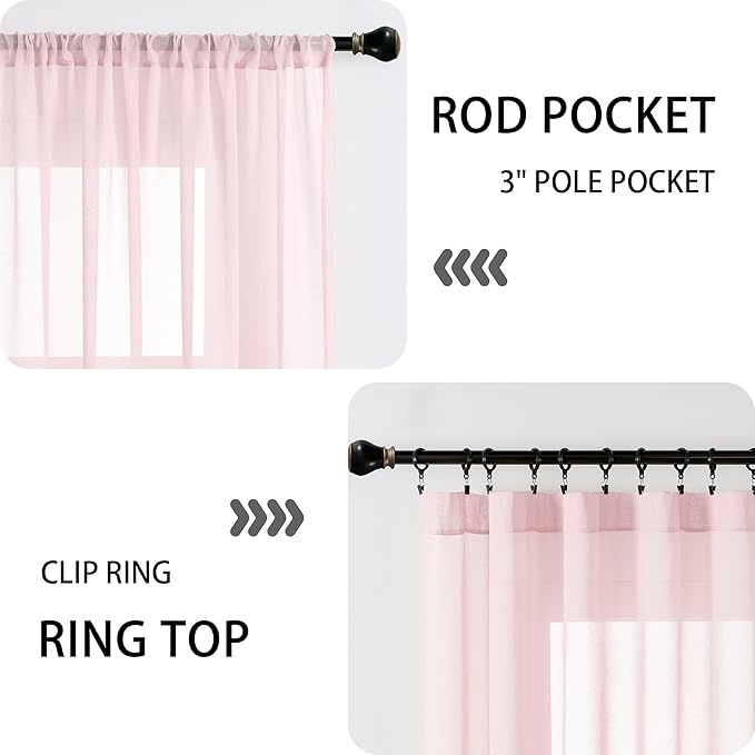 Tollpiz Sheer Door Curtains Closet Linen Textured Curtain Sheers Doorway Light - Image 5