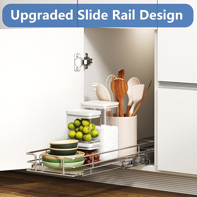 ROOMTEC Pull Out Cabinet Organizer, Single Tier, Heavy Duty Slide Out Shelves - Image 5