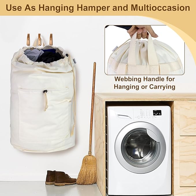 Laundry Bag Backpack, Canvas Laundry Bag - Image 4