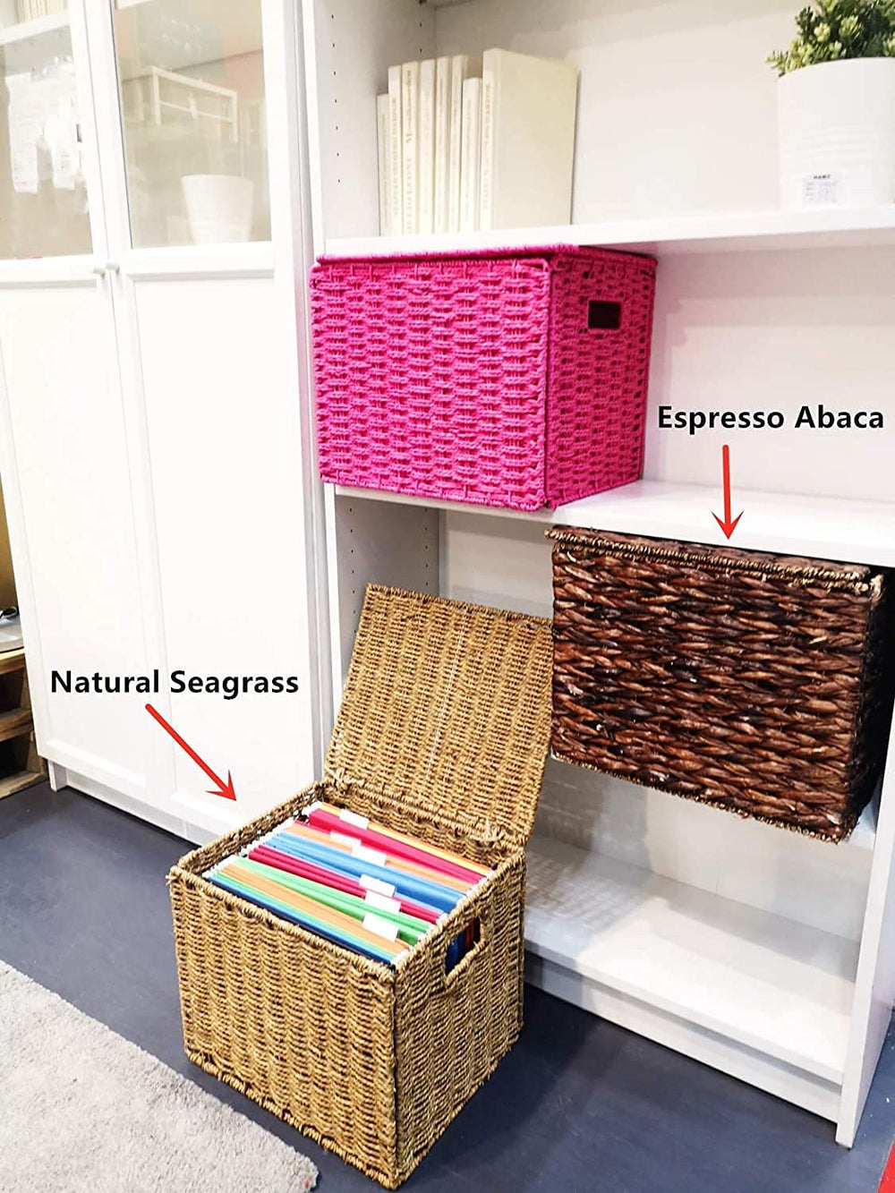 URFORESTIC Seagrass File Filing Cabinet File Box Organizer | Collapsible Lett...