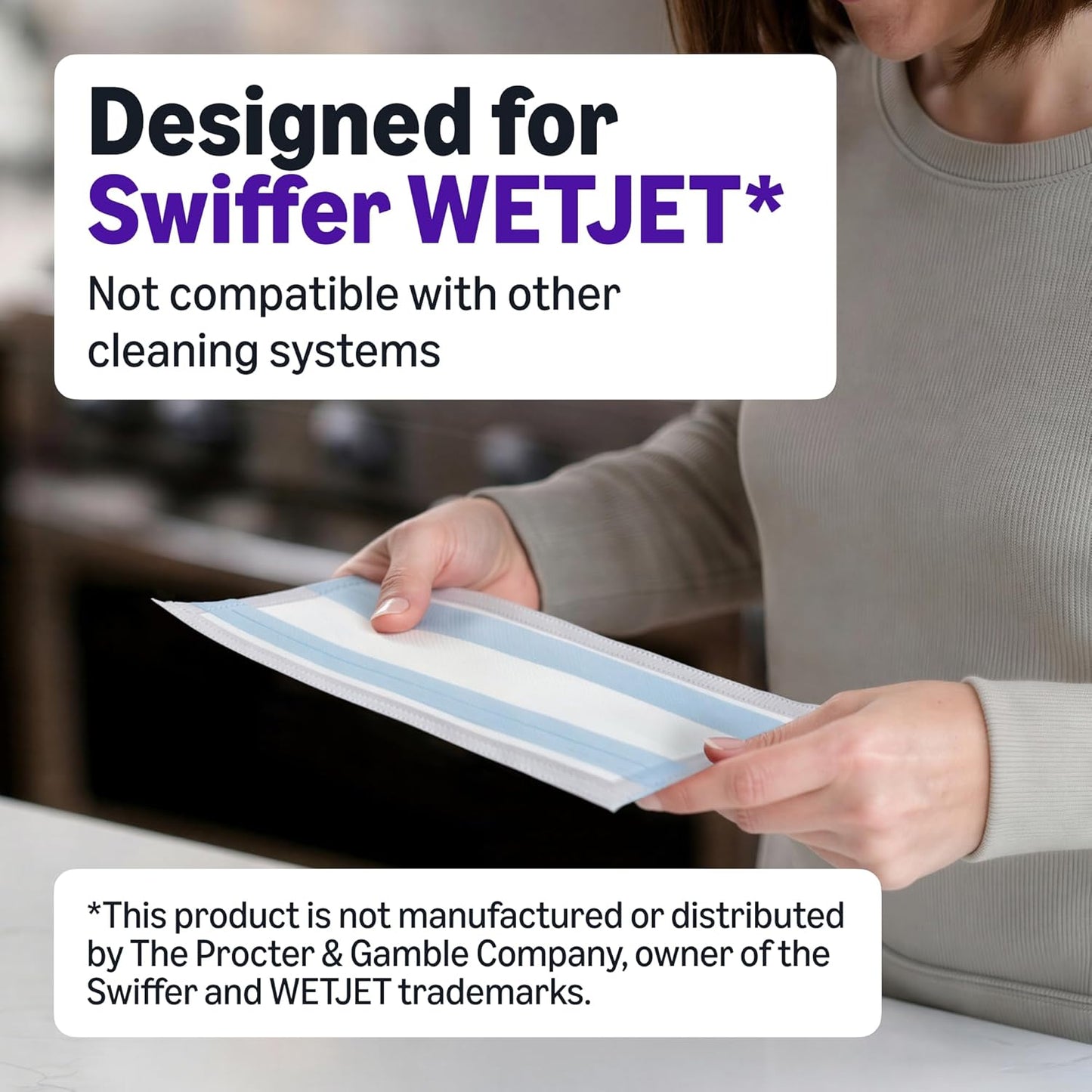 Amazon Basics Floor Cleaning Wet Mopping Pads, Super Absorbent, Fits Swiffer WetJet Mopping Systems, 36 Count, Packaging May Vary