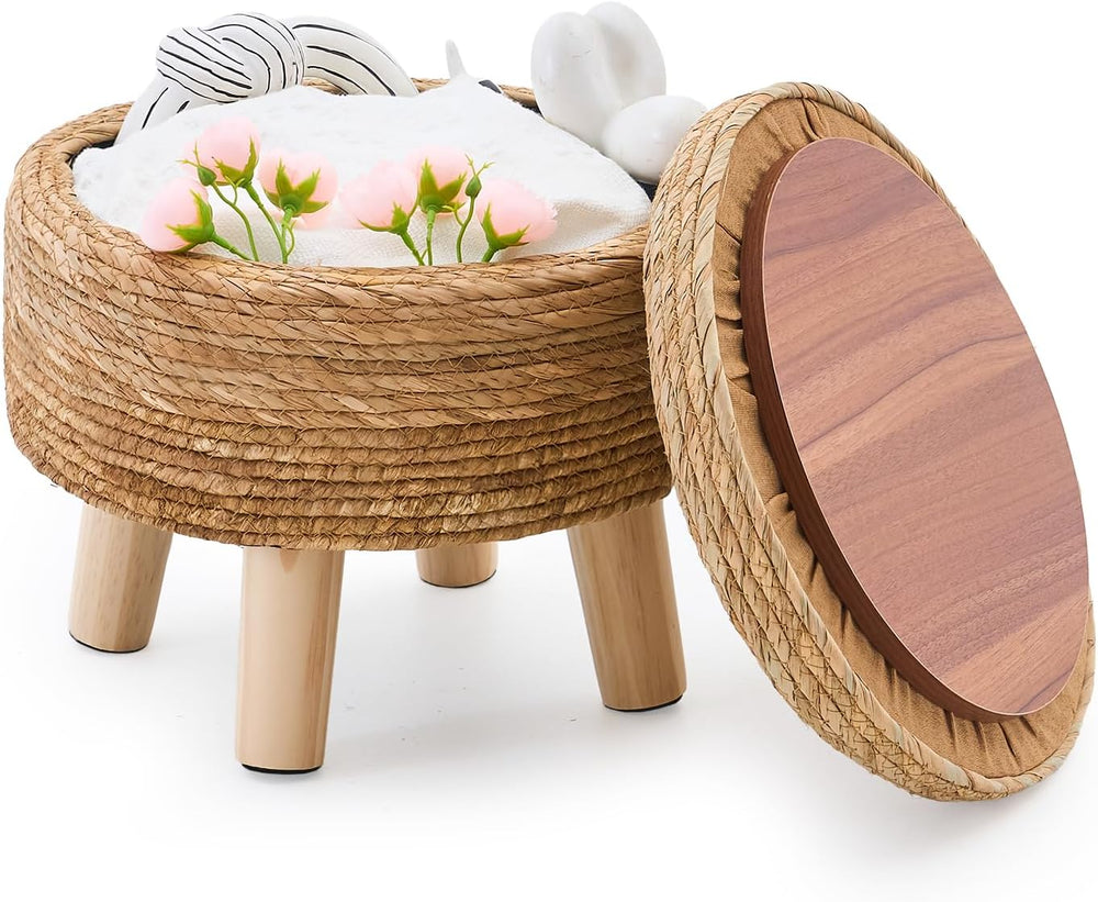 Cpintltr Storage Ottoman Poufs Handwoven Foot Stool