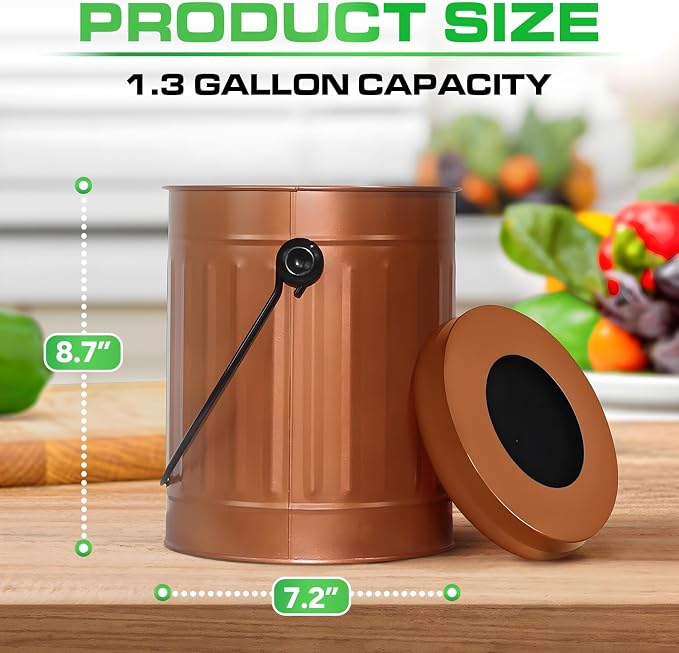 Plexon Countertop Compost Bin Kitchen Indoor, - Image 2