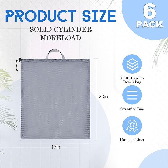 6 Pack 20 x 17 Inches Blue Mesh Laundry Bag - Image 2
