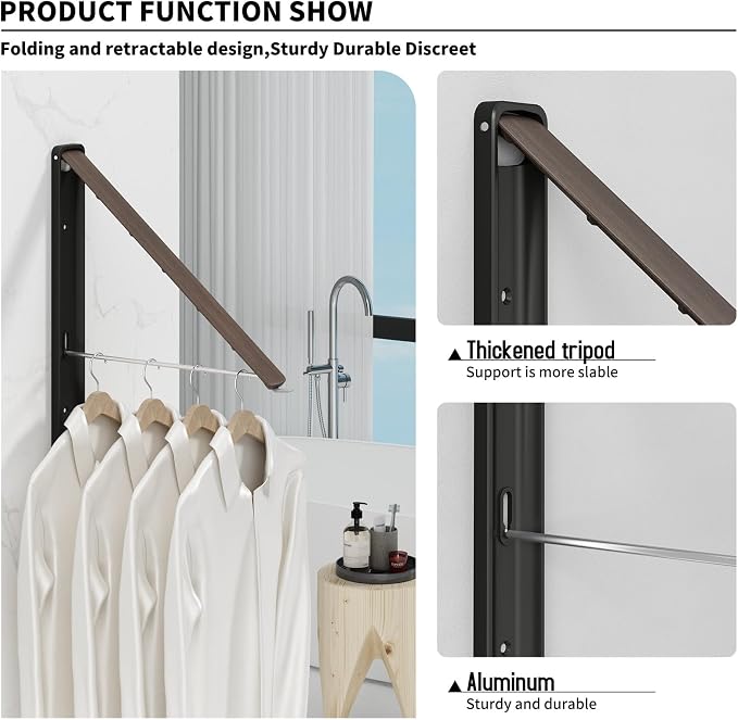 Clothes Drying Rack for Laundry Drying Rack Wall Mounted Clothes Hanger Rack - Image 6
