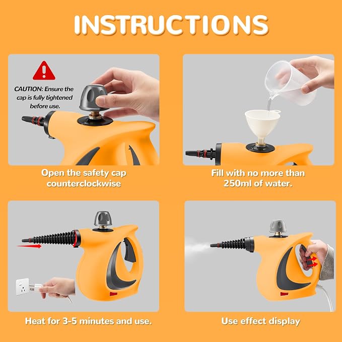 Spurgehom Handheld Steam Cleaner, Portable Steamer - Image 6