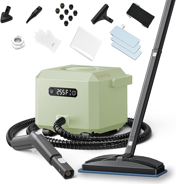 Steam Cleaner: 1650W, Fast 50-Sec Heat-Up-21-Piece Kit Refill Anytime-No by awasky