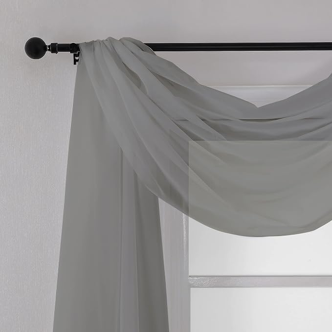 Chyhomenyc Charcoal Grey Sheer Scarf Valances - Image 3
