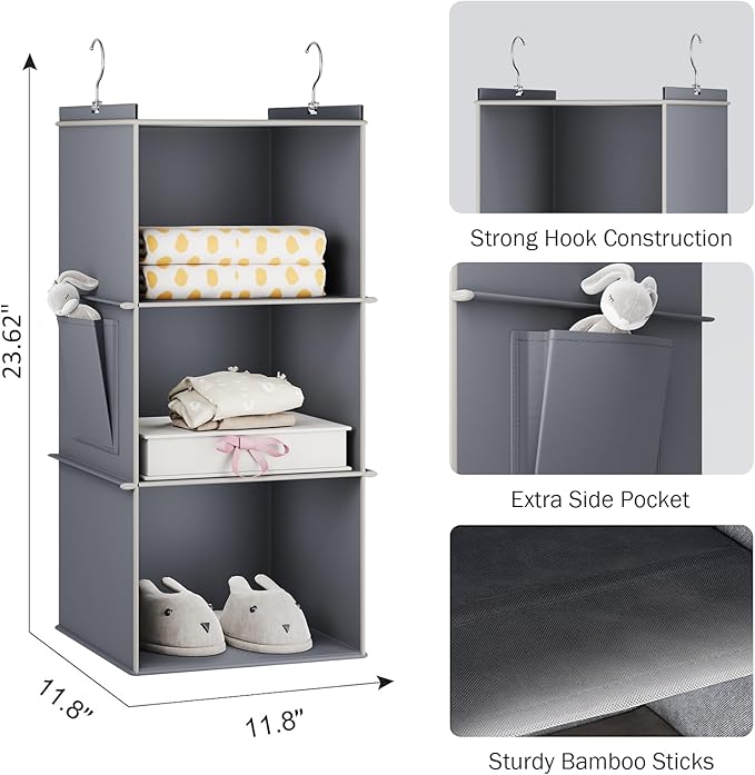 YOUDENOVA Hanging Closet Organizer, 3-Shelf Closet Hanging Storage Shelves - Image 5