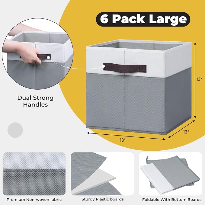 Criusia Large Storage Cubes -6 Set Closet Organizers Bins - Image 4