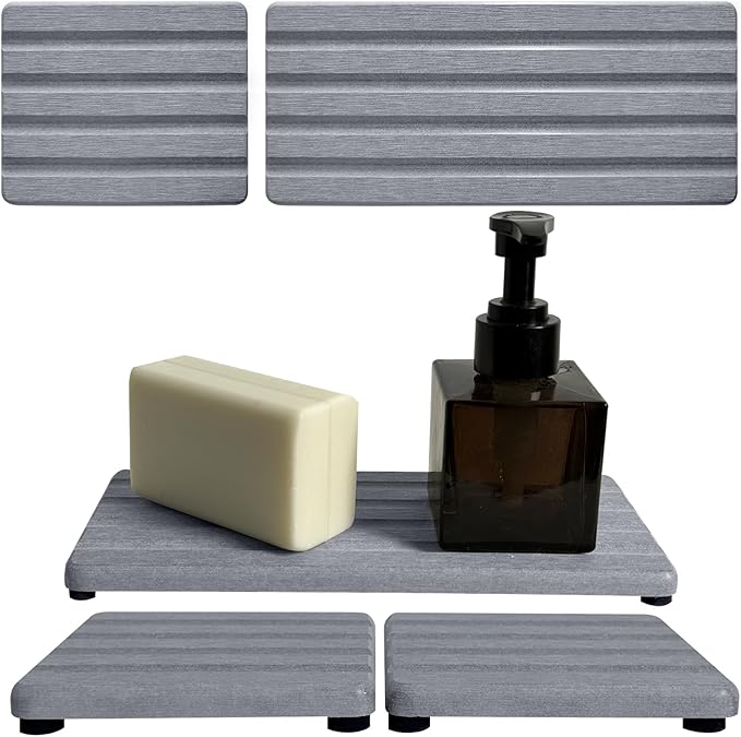 Set of 3 Diatomite Hand Soap Holder, Water Absorbing Stone Tray by Unknown