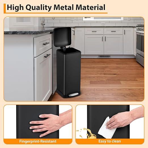 TrailBlaze 8Gallon / 30l Kitchen Trash Can, Stainless Steel Rectangular Pedal - Image 5