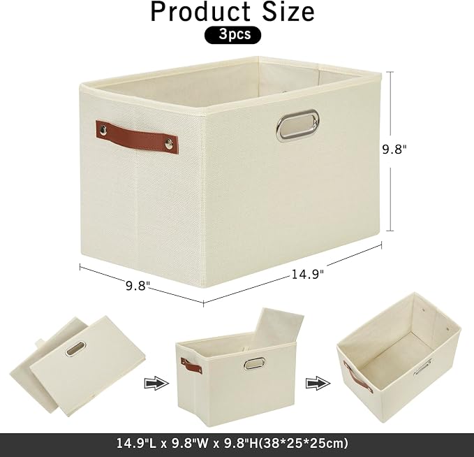 Large 3-Pack Foldable Fabric Storage Bins - Image 2