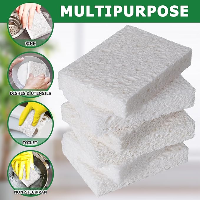 12 Pack Dishwashing Sponges Natural Cellulose Sponges Plant Based Resilient and - Image 6