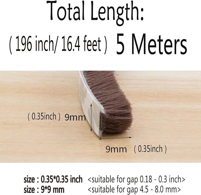Weather Stripping Brush for Sliding Windows/Doors Frame Side, Pile Self - Image 2