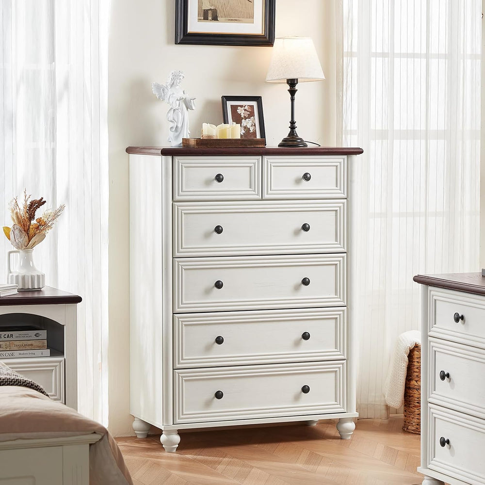 RWYHG Farmhouse 6 Drawer Dresser Set of 2, Chest of Drawers for Bedroom