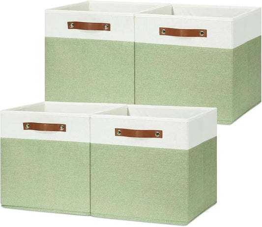 HNZIGE Fabric Cube Storage Bins 13x13 Set of 4 Canvas Storage Baskets by HNZIGE