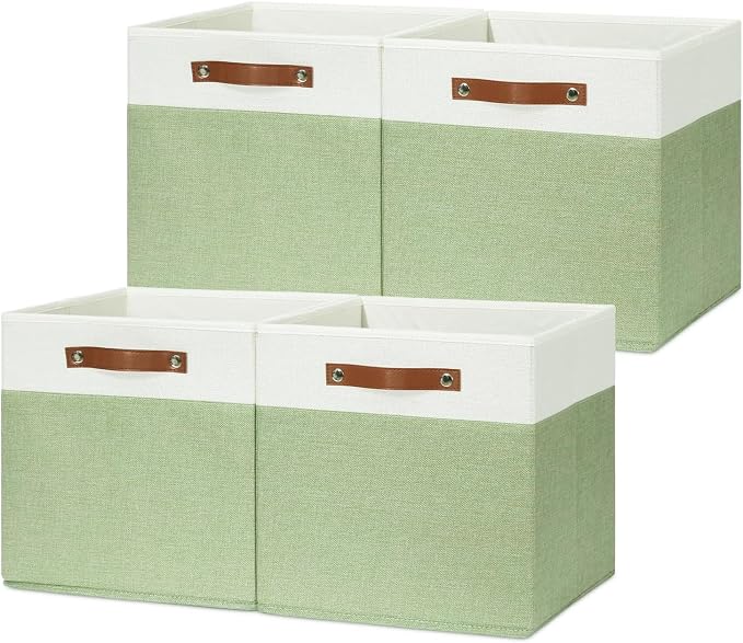 HNZIGE Fabric Cube Storage Bins 13x13 Set of 4 Canvas Storage Baskets - Image 11