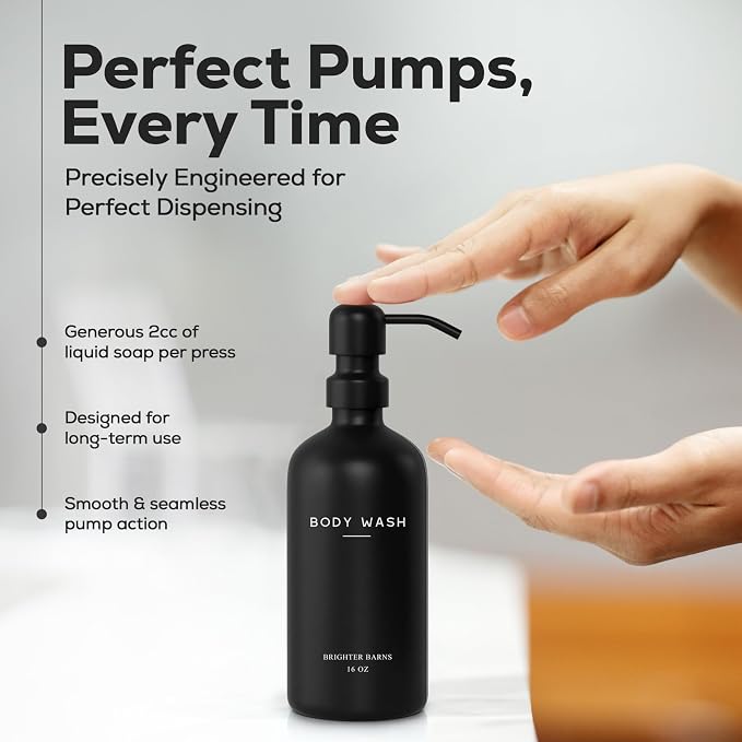 Black Shampoo and Conditioner Dispenser Set by Brighter Barns - Image 4