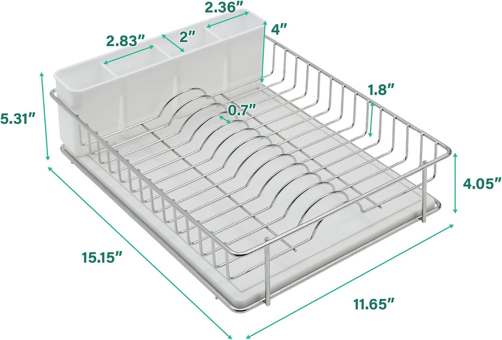 SunnyPoint 304 Stainless Steel Compact Dish Drying Rack, 15.3"x11.6&quot...