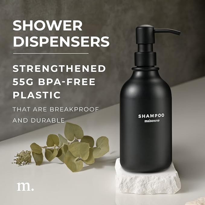 MaisoNovo Refillable Shampoo and Conditioner Bottles | 16.9 fl oz Set of 3 - Image 2