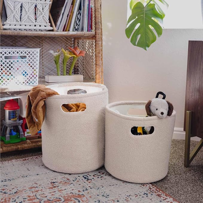 PUTSKA Basket – Round Storage for Clothes – Soft Baby Girl Basket for Nursery - Image 7