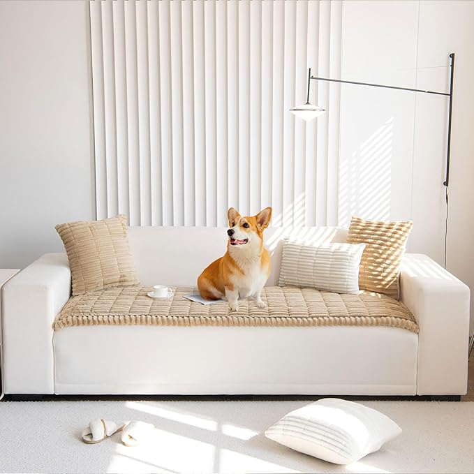 OTOB Couch Cover for Dogs Washable, Non Slip Plush Sofa Covers for 3 Cushion - Image 6