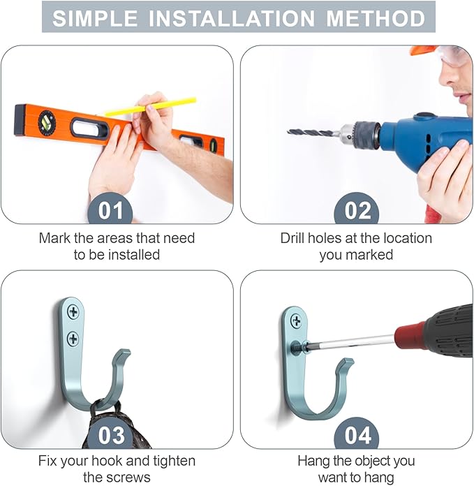 20PCS Heavy Duty Metal Wall Hooks, Coat Hooks - Image 5
