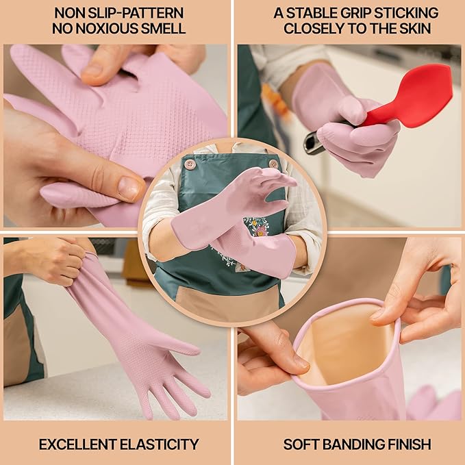 MAMISON 3 Pairs Colorful Reusable Waterproof Household Dishwashing Cleaning - Image 3
