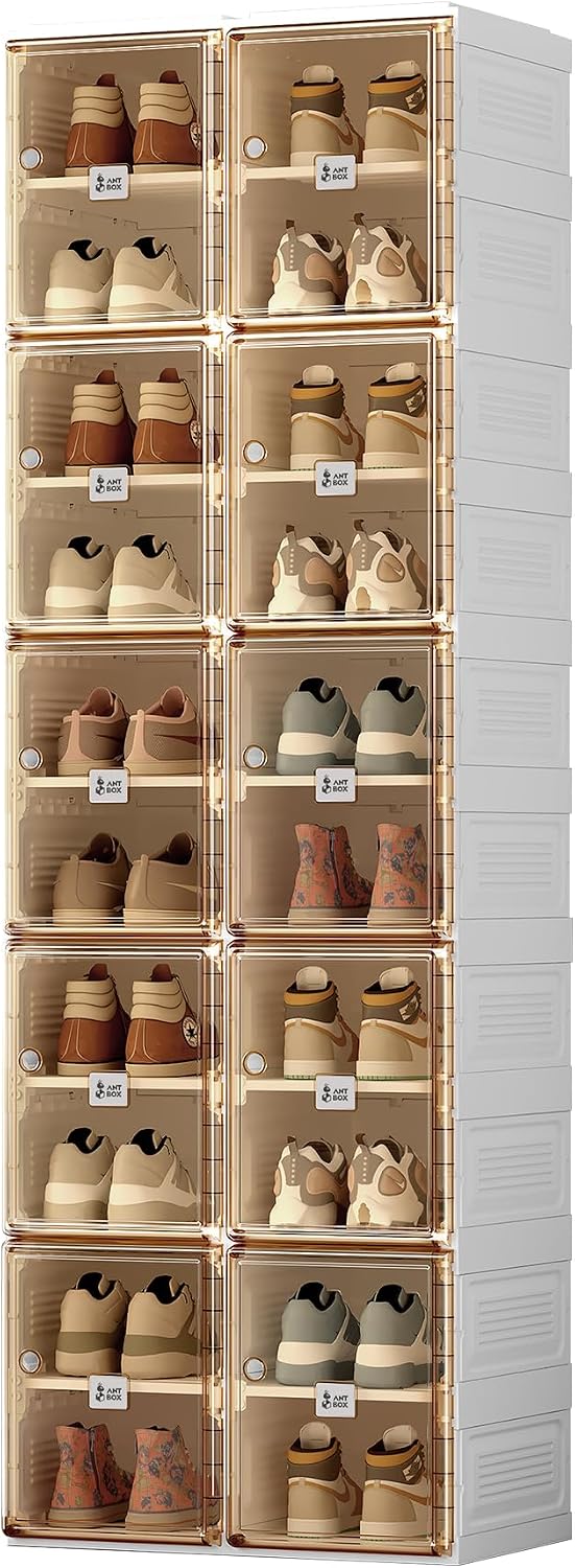 ANTBOX Shoe Organizer Storage Box, Portable Folding Shoe Rack For Closet With...