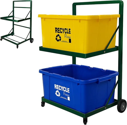 Recycling Cart, 2-Tier Recycle Bin Cart by Unknown