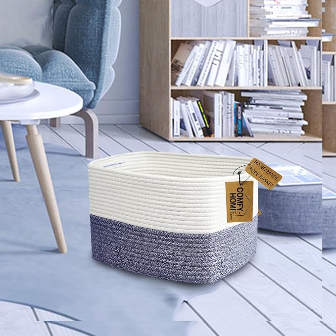 COMFY-HOMI 3 Pack Medium Cotton Rope Basket - Image 3