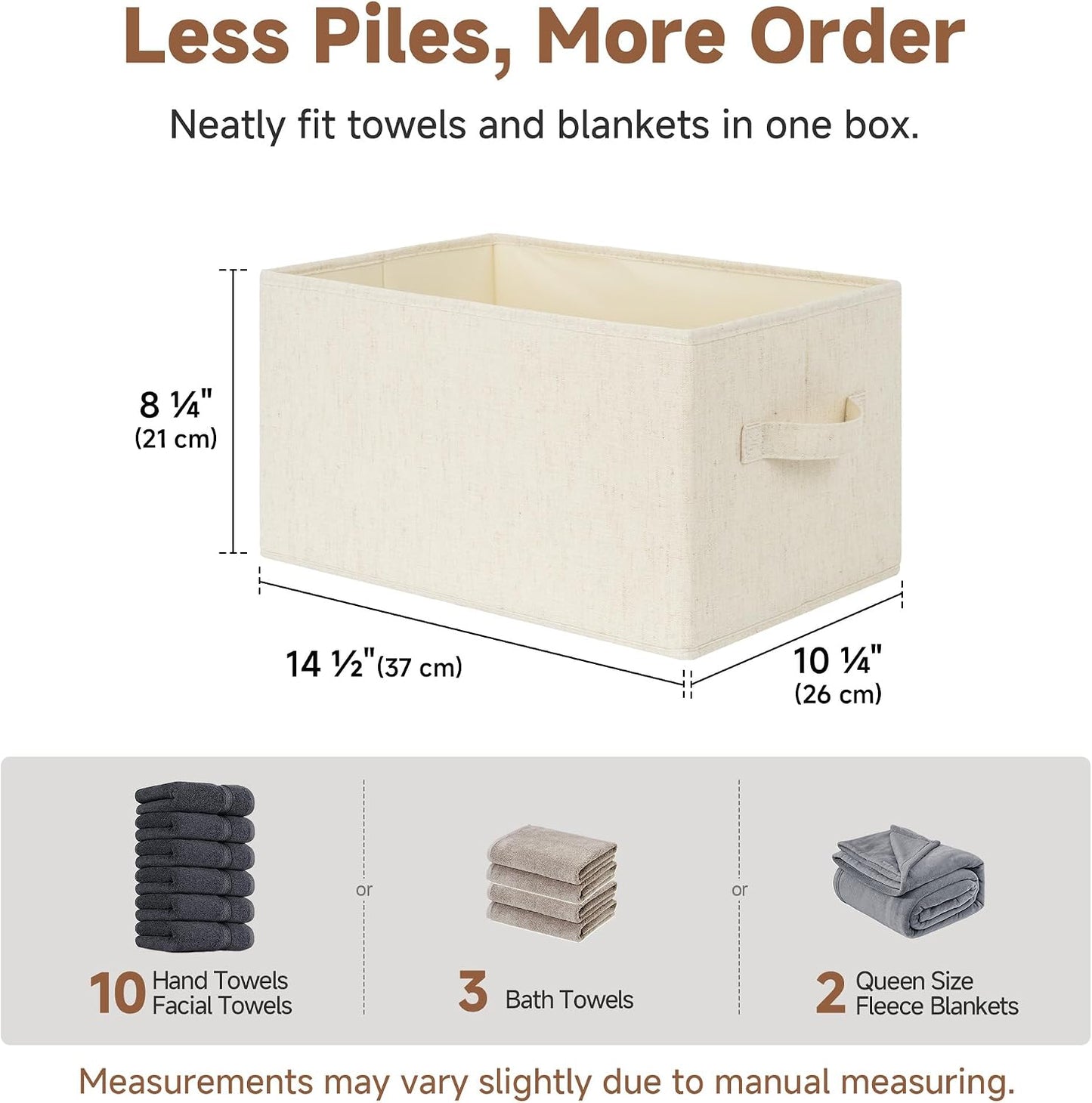 StorageWorks Closet Storage Bins, Beige (NaturWeave Fabric), Large, 3-Pack | Storage Baskets for Shelves, Fabric Closet Organization and Storage Basket, Organizer Bins for Clothes