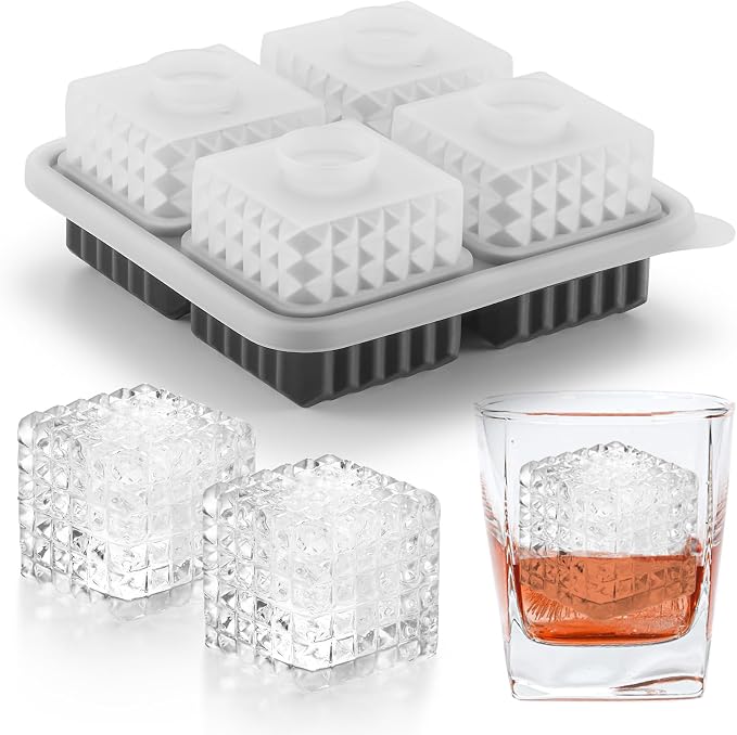 Nax Caki 3D Square Ice Cube Tray, Large Square Silicone Fun Shapes Whiskey Ice by NAXCAKI
