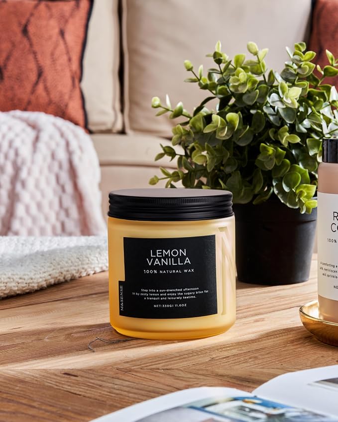 M&SENSE Candles Lemon Vanilla Scented, 11.6oz 70 Hour Long Lasting Candles - Image 7