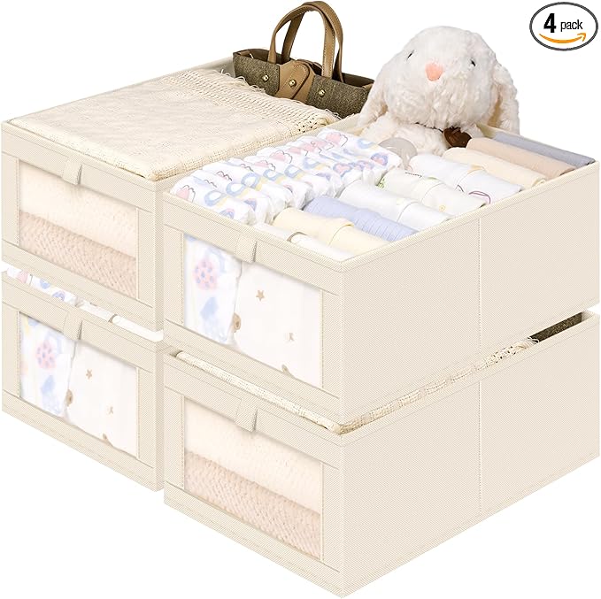Criusia Linen Closet Organizers and Storage, 4 Pack Linen Closet Baskets by Criusia