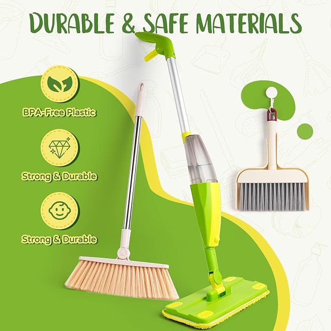 Kids Cleaning Toy Set, Mini Spray Mop Montessori Toys Pretend Play Cleaning Tool - Image 4