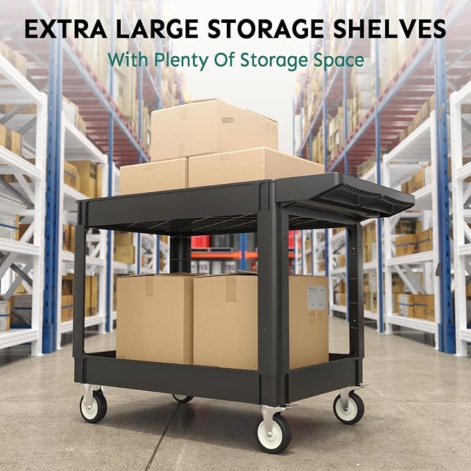 Utility Cart on Wheels, 1000 lbs Capacity Rolling Service Cart, 45 x 25 Inch - Image 6
