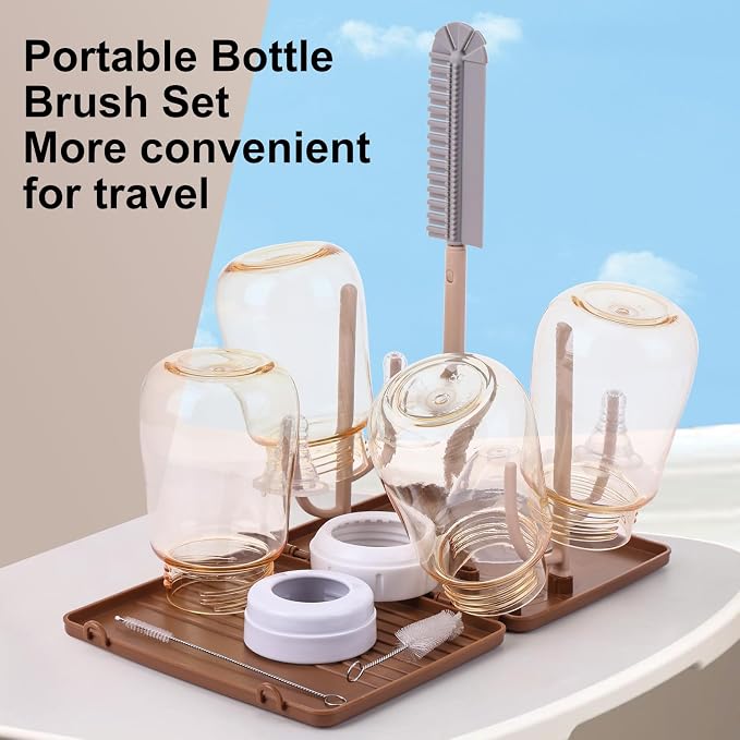 Baby Bottle Drying Rack，Travel Baby Bottle Drying Rack Set, Cleaner Kit - Image 5