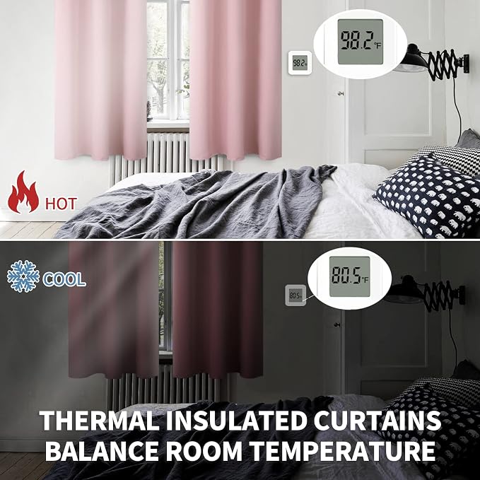 BGment Baby Pink Blackout Curtains 36 Inch Length - Image 5