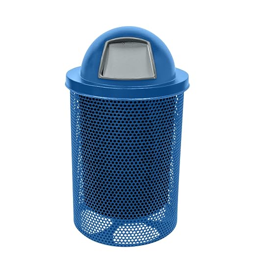 COATEDOUTDOORFURNITURE RDT-P-TXTLBL Heavy Duty Round Trash Receptacle by CoatedOutdoorFurniture