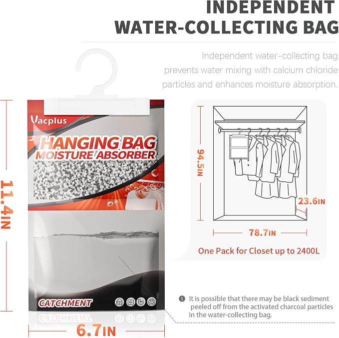 Vacplus Moisture Absorbers, Hanging Closet Dehumidifier Bags, Humidity Packs - Image 6