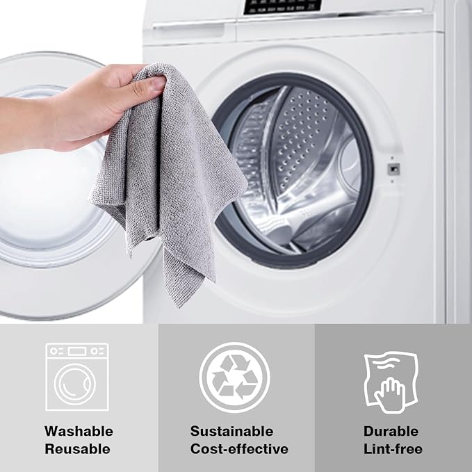 Microfiber Cloth Roll 75 Pack, Tear Away Microfiber Towels 12x12 Inch, Reusable - Image 8