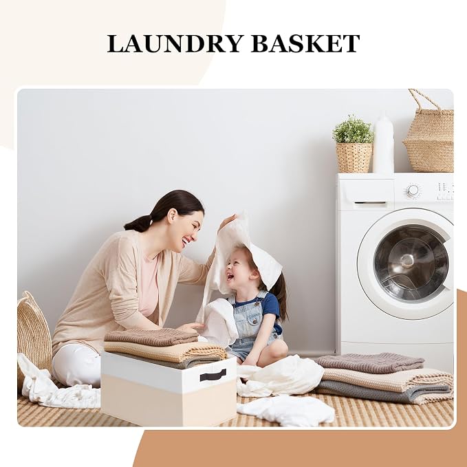 Criusia 8 Pack Large Storage Basket, Fabric Blanket Basket Living Room