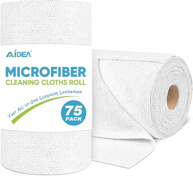 AIDEA Microfiber Cleaning Cloth Roll White, Microfiber Towels by AIDEAHOME