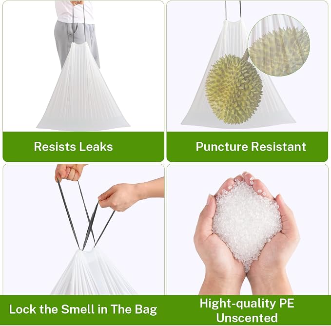15 Gallon Tall Kitchen Trash Bags Drawstring - Image 6