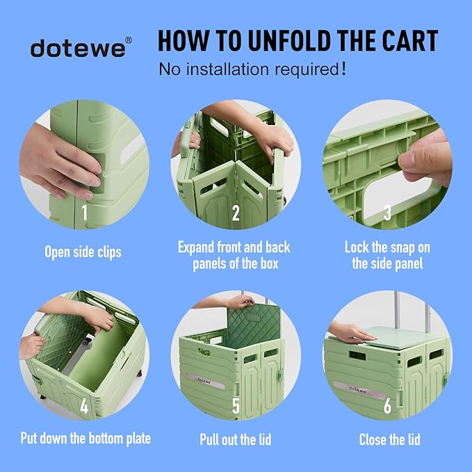 Folding Utility Cart Portable Rolling Crate Handcart Foldable Shopping Trolley - Image 5