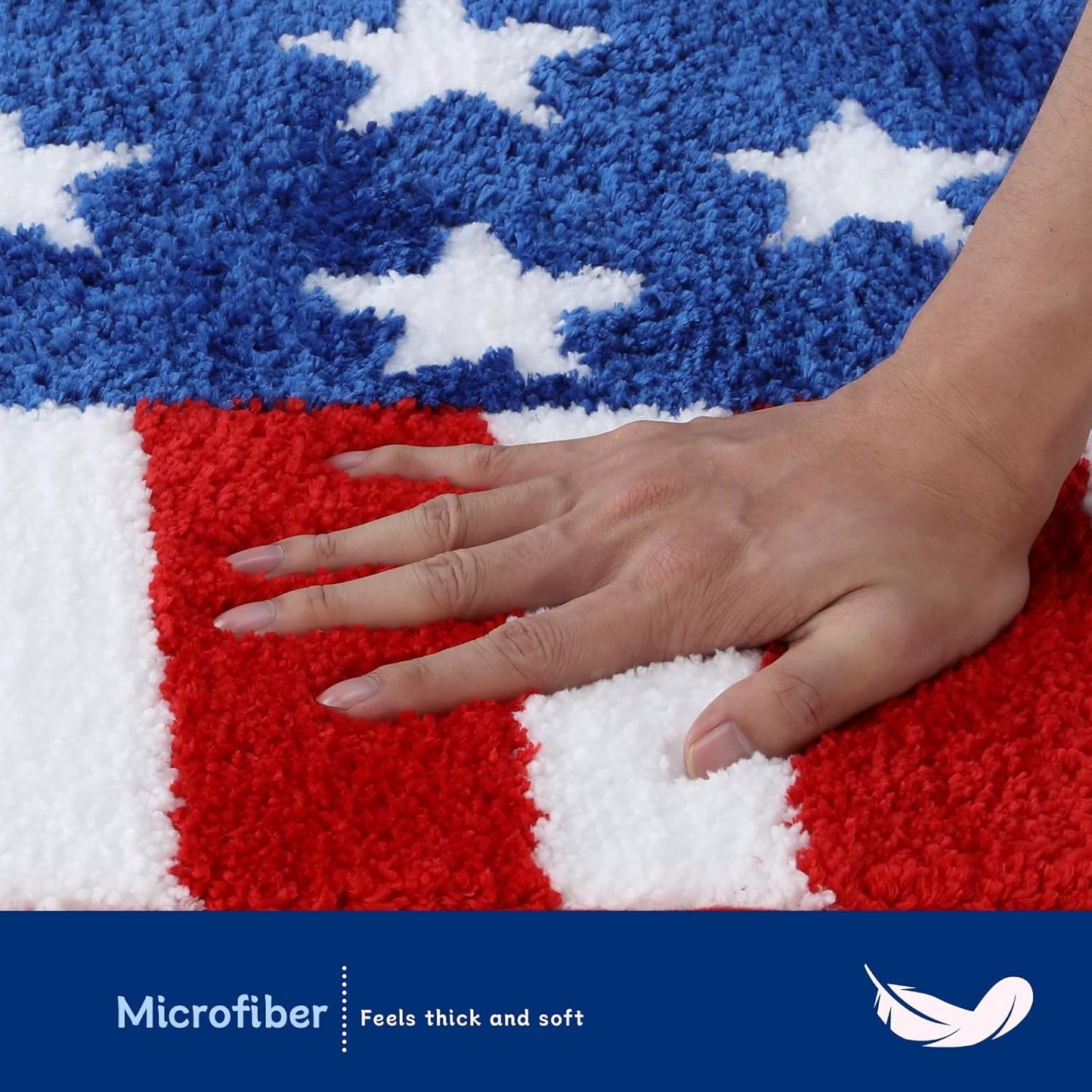 Moutina American Flag Patriotic Bathroom Rugs 17x29 Inch, Soft and Absorbent Tufted 4th of July Rug Non Slip Washable, Memorial Day Bathroom Decor Bath Mat Holiday Decorations