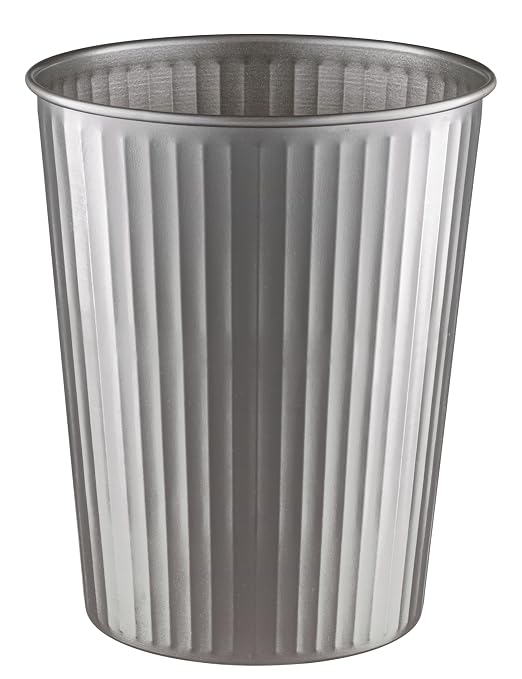 Monarch Abode Pewter Handcrafted Ridge Embossed Metal Wastebasket by MonarchAbode