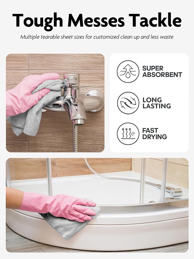 Fantasticlean Microfiber Cleaning Cloth Roll -60 Pack, Tear Away Microfiber - Image 7